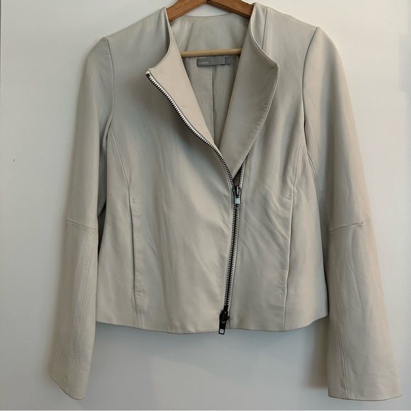 NWT VINCE Cross Front Washed-Leather Jacket (lamb skin leather) - Picture 4 of 13